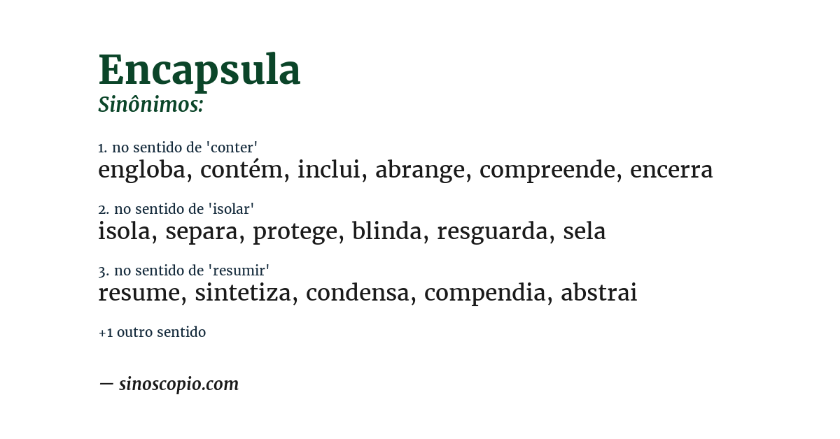 Sinônimo de encapsula