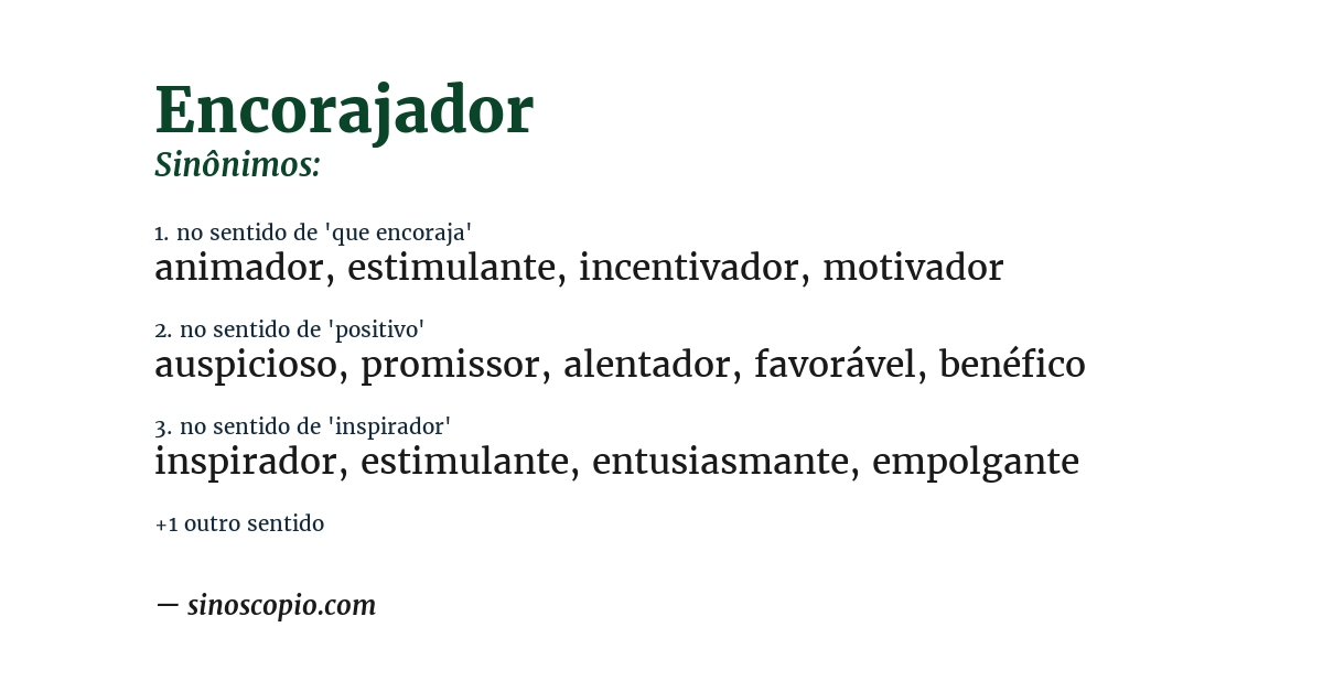 Sinônimo de encorajador