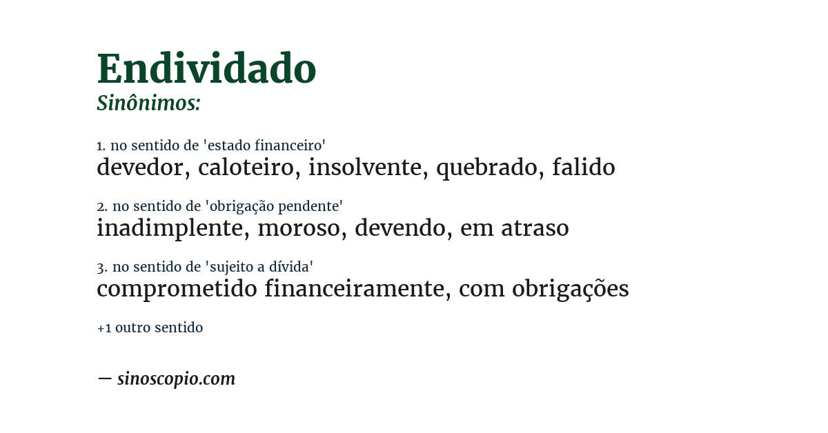 Sinônimo de endividado