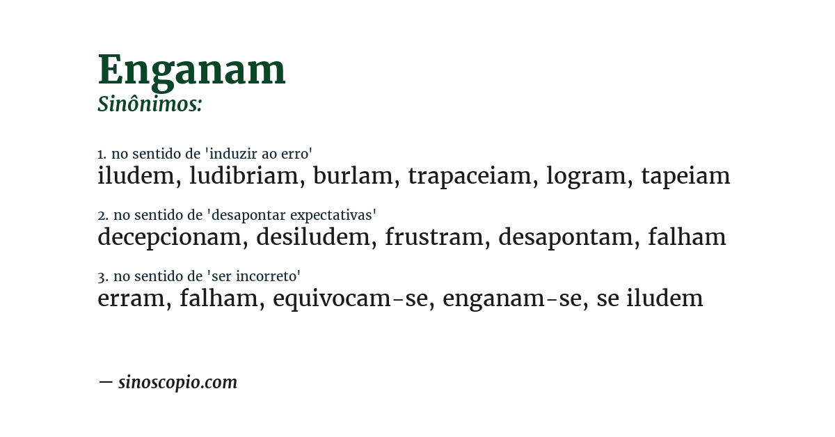 Sinônimo de enganam