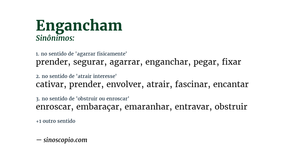 Sinônimo de engancham