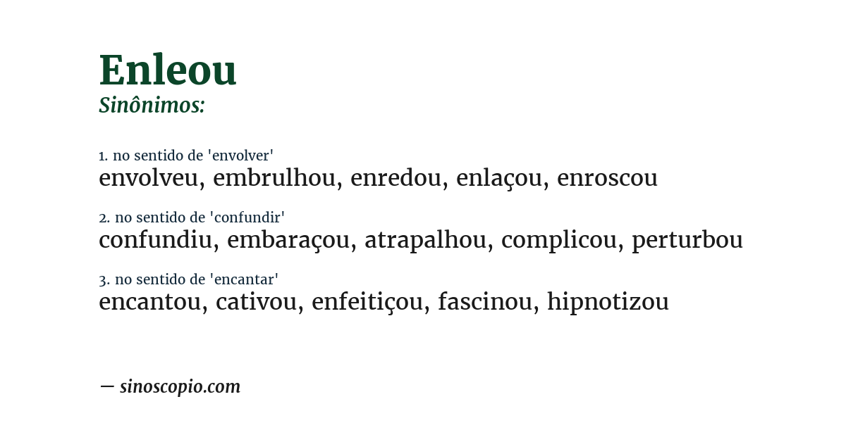 Sinônimo de enleou