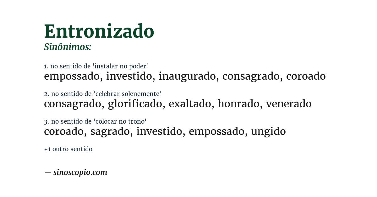 Sinônimo de entronizado