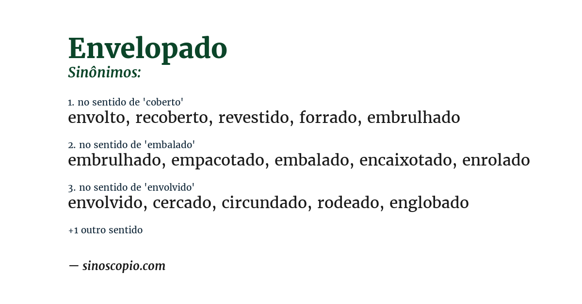 Sinônimo de envelopado