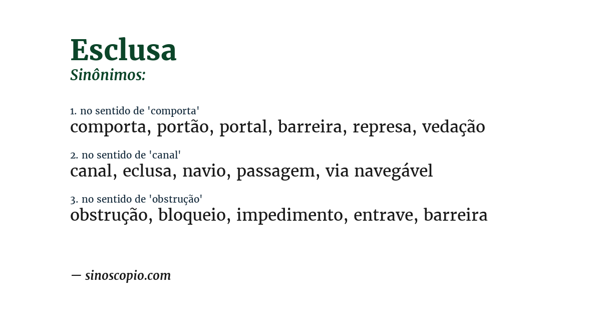 Sinônimo de esclusa