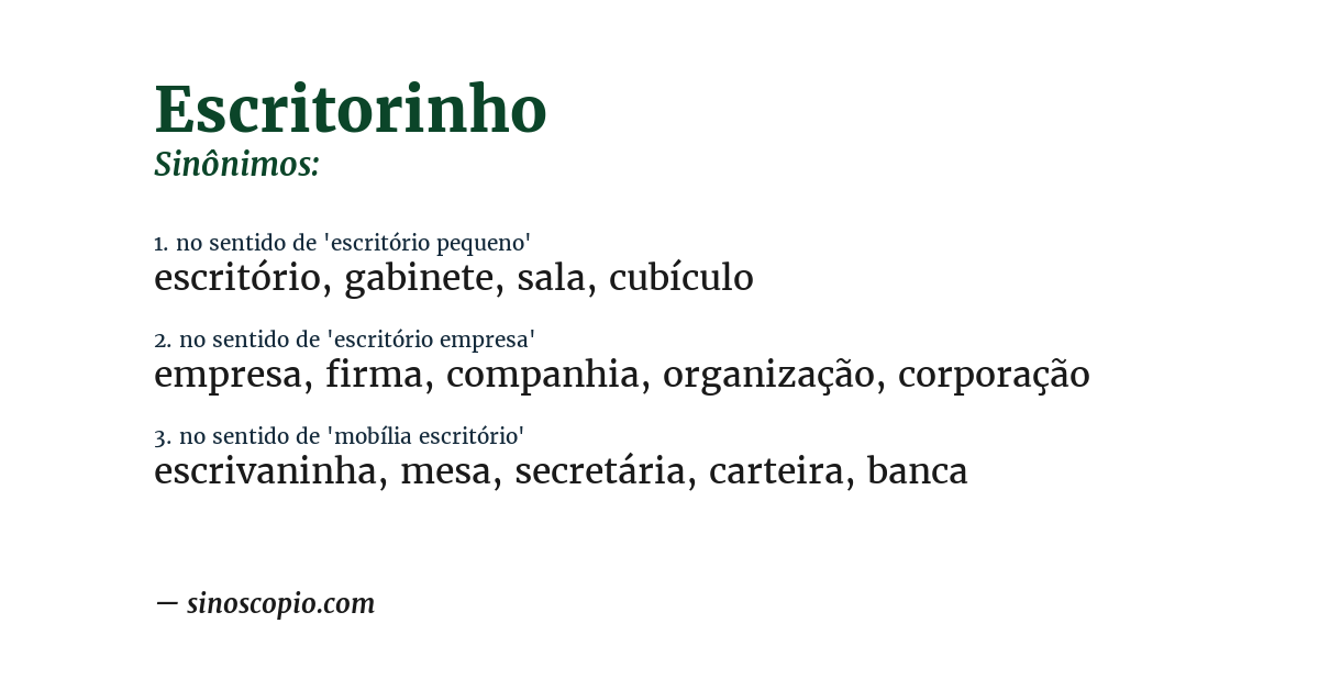 Sinônimo de escritorinho