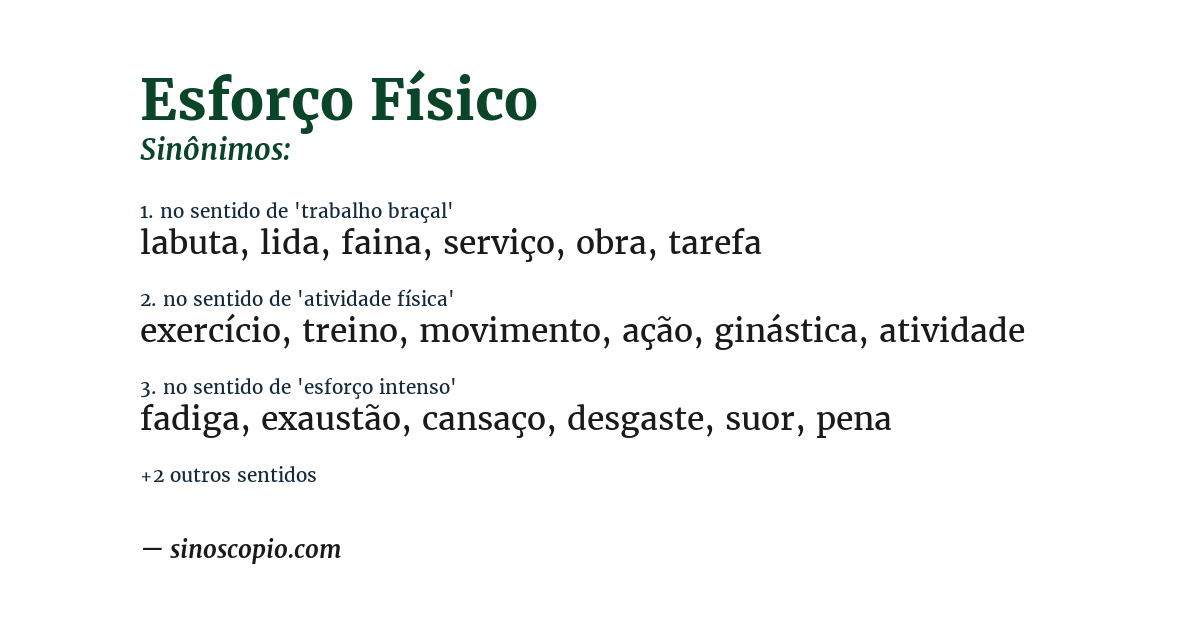 Sinônimo de esforço físico