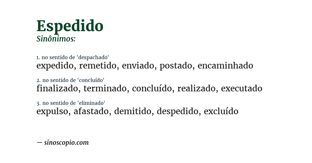 Sinônimo de espedido