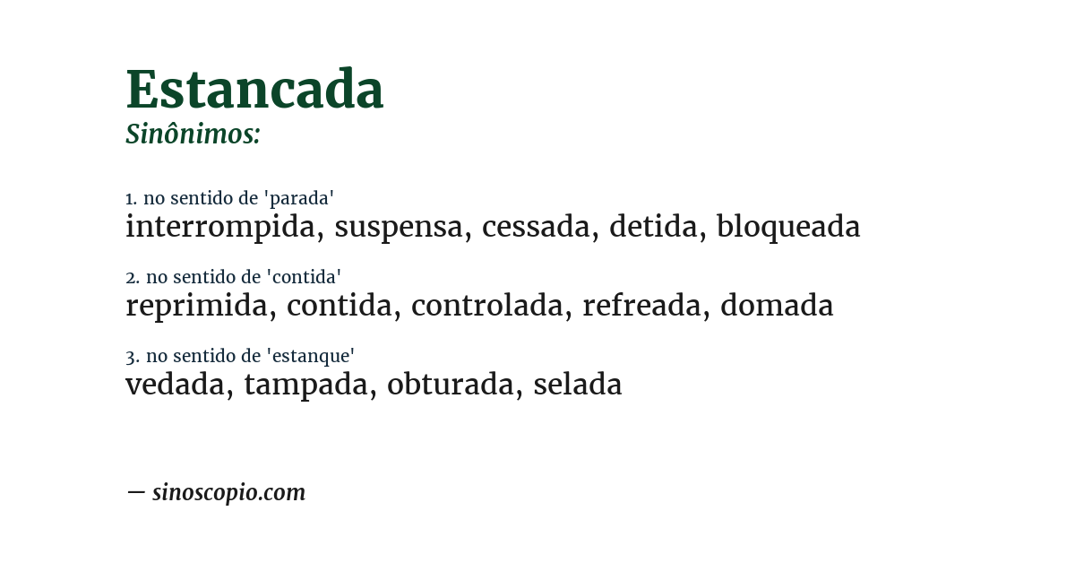Sinônimo de estancada