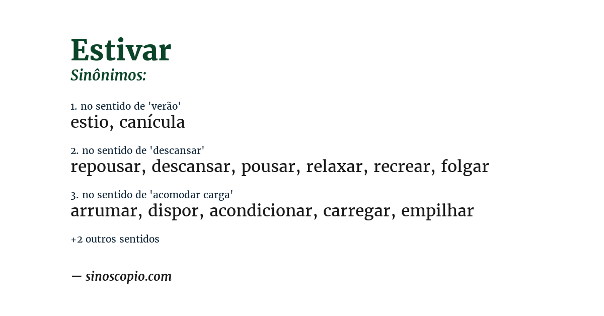 Sinônimo de estivar