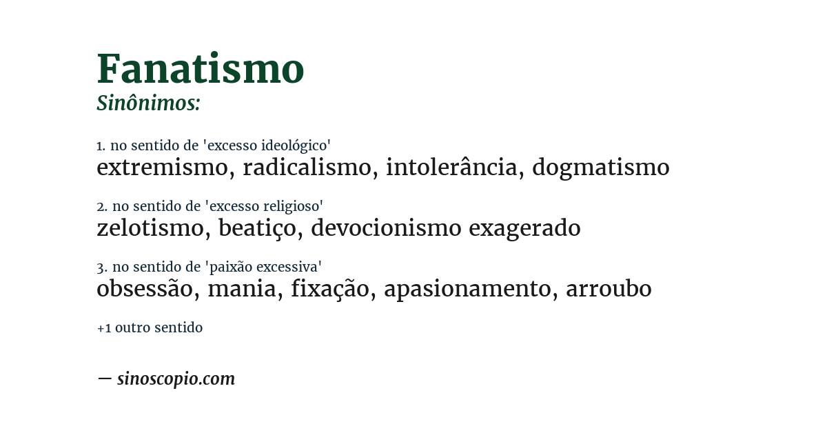 Sinônimo de fanatismo