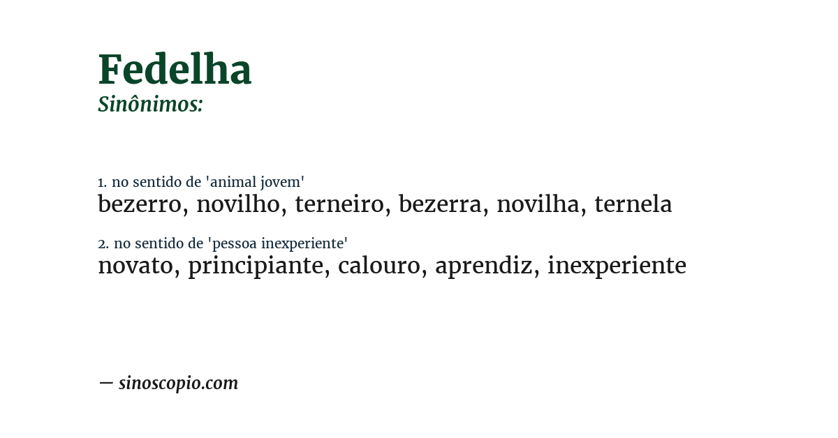 Sinônimo de fedelha