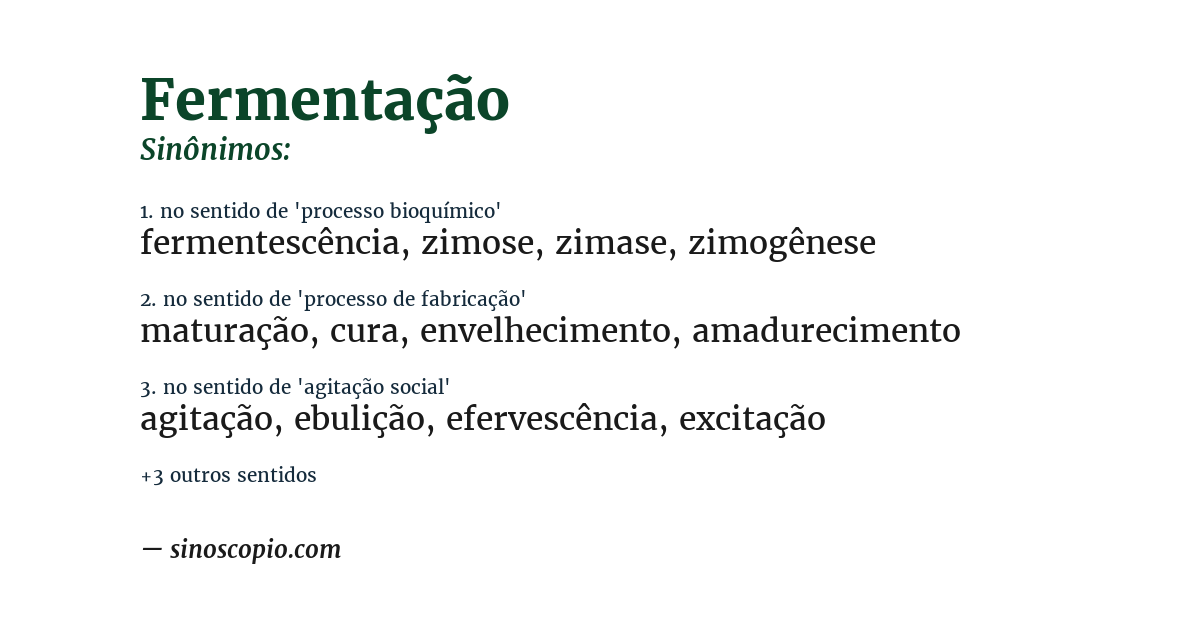 Sinônimo de fermentação
