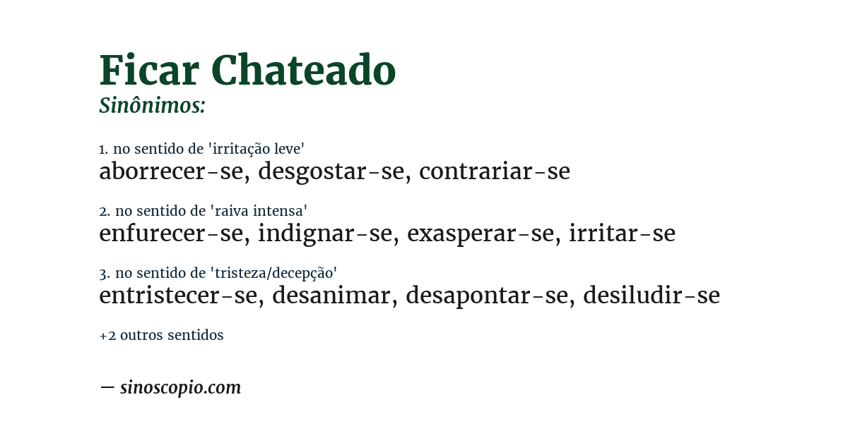 Sinônimo de ficar chateado