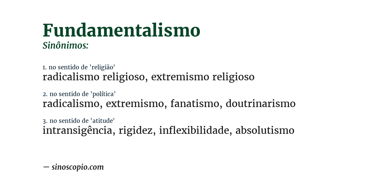 Sinônimo de fundamentalismo