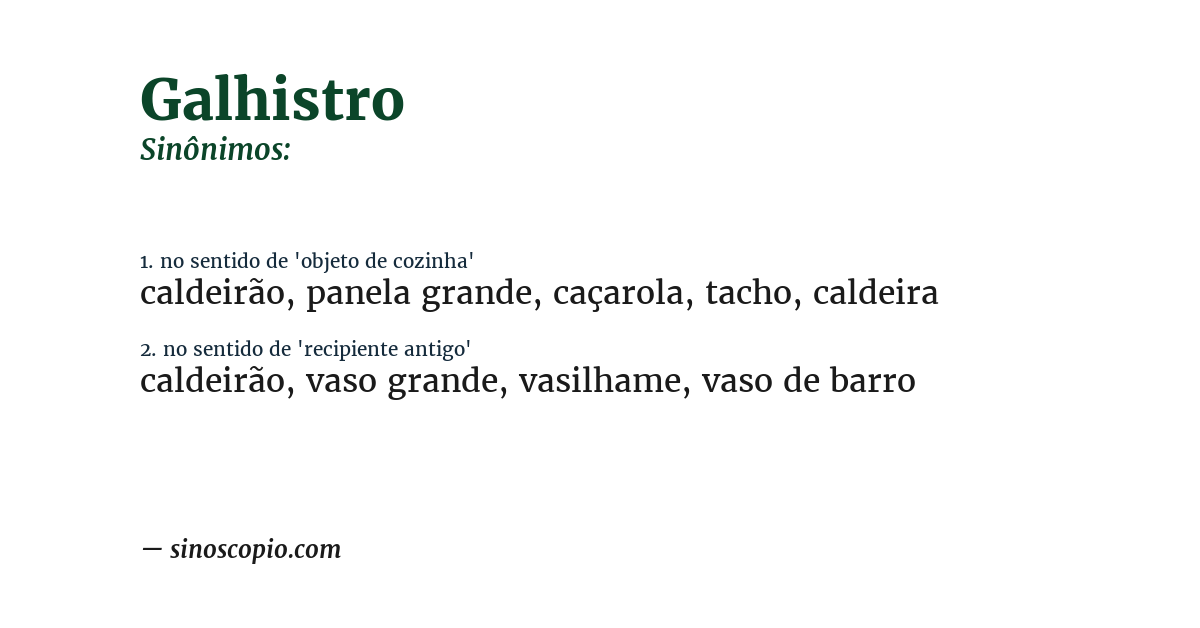 Sinônimo de galhistro