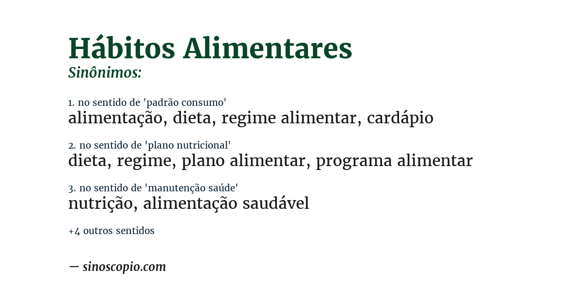 Sinônimo de hábitos alimentares