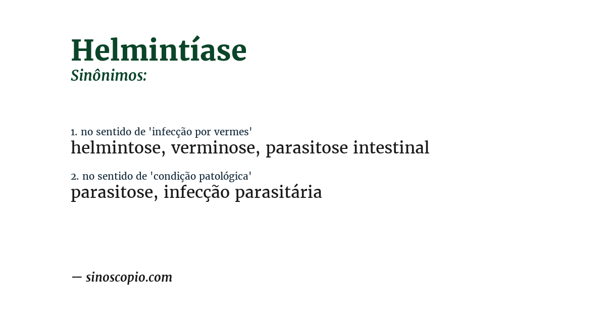 Sinônimo de helmintíase
