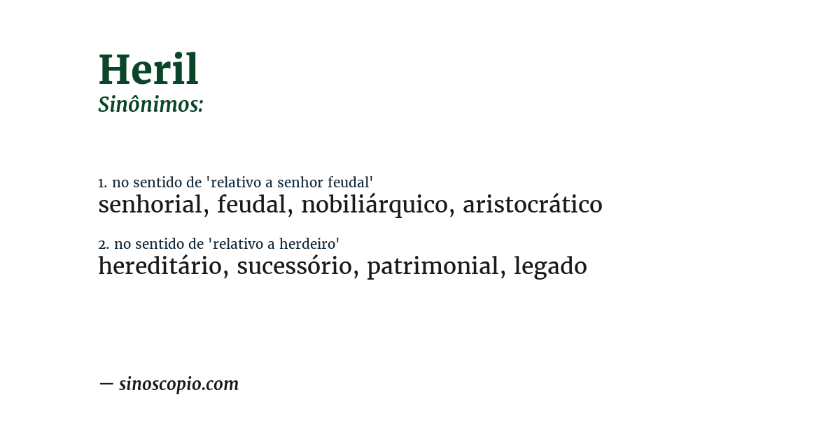 Sinônimo de heril