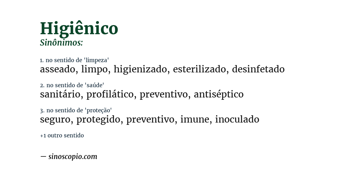 Sinônimo de higiênico