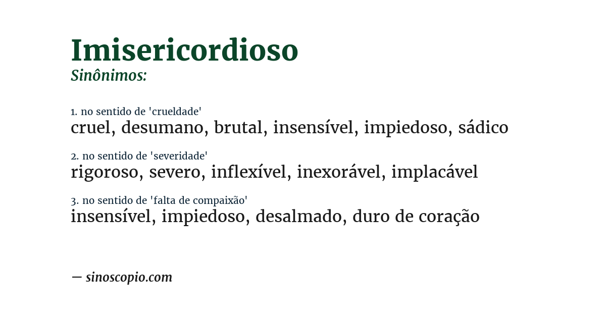 Sinônimo de imisericordioso
