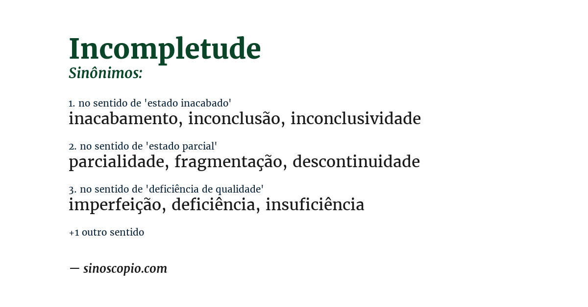 Sinônimo de incompletude