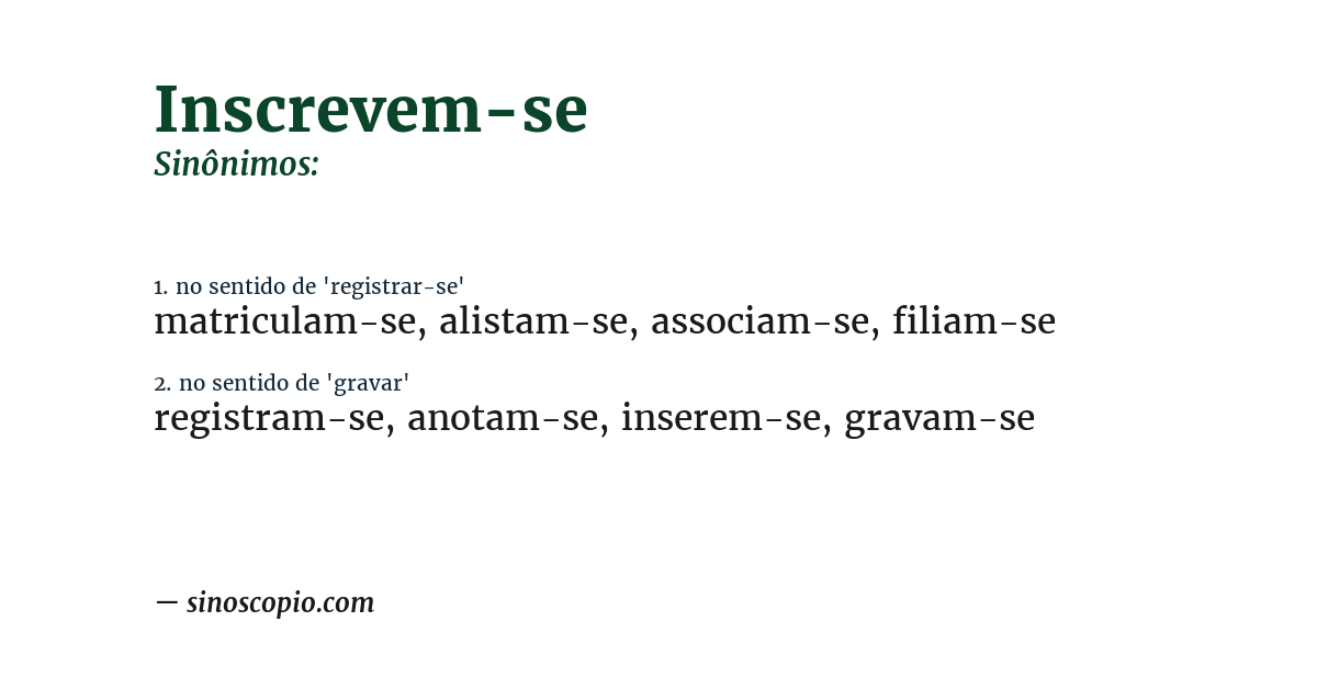 Sinônimo de inscrevem-se