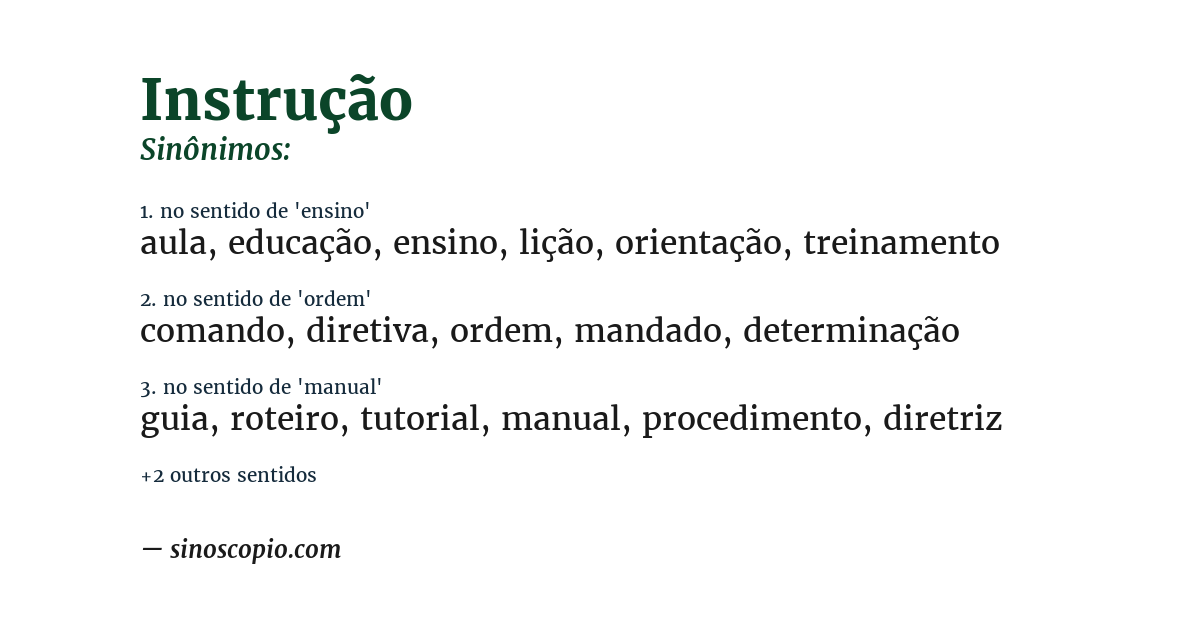 Sinônimo de instrução