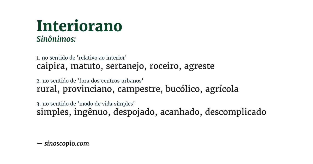 Sinônimo de interiorano