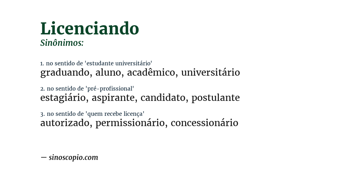 Sinônimo de licenciando