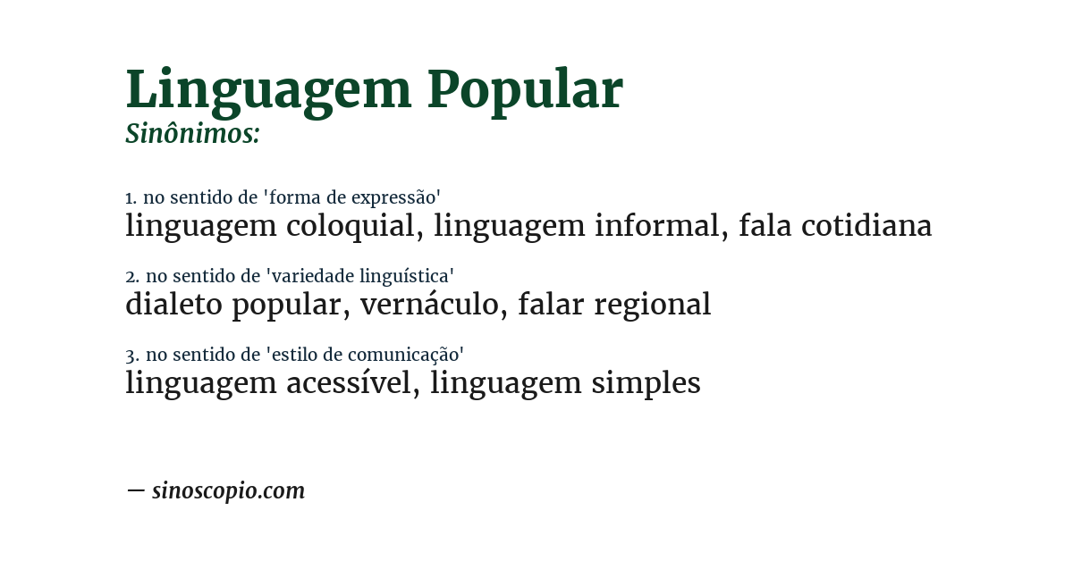 Sinônimo de linguagem popular