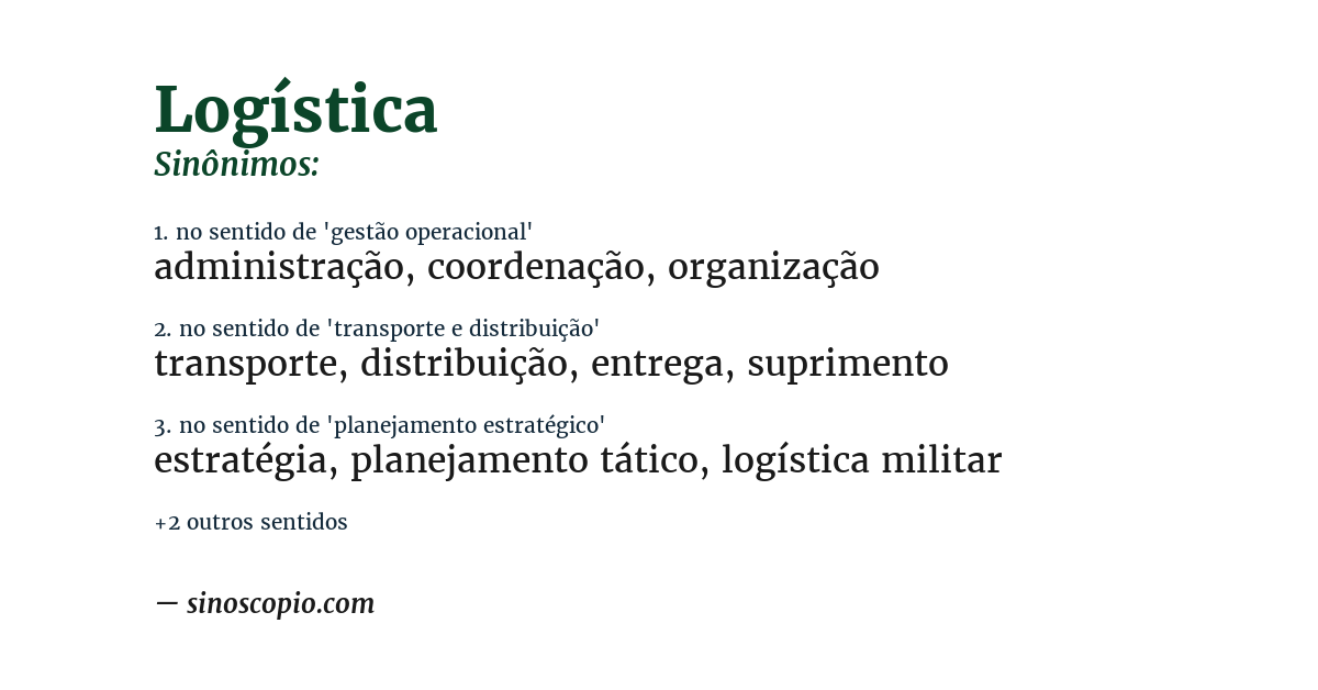 Sinônimo de logística