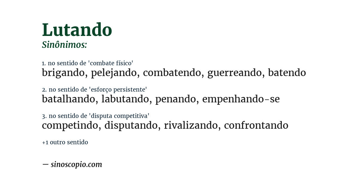 Sinônimo de lutando