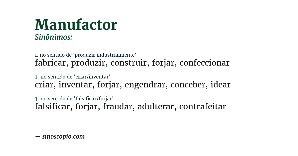 Sinônimo de manufactor