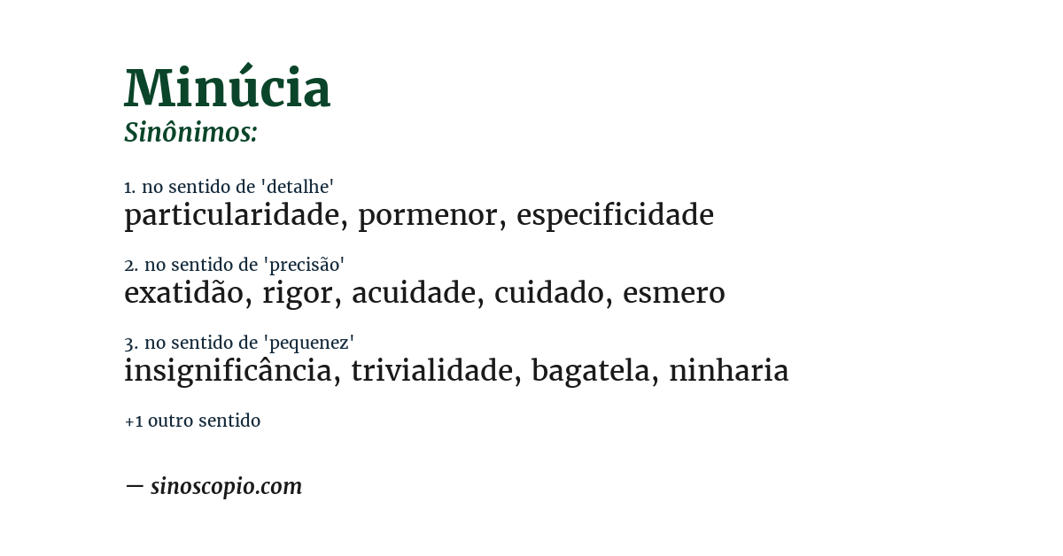 Sinônimo de minúcia