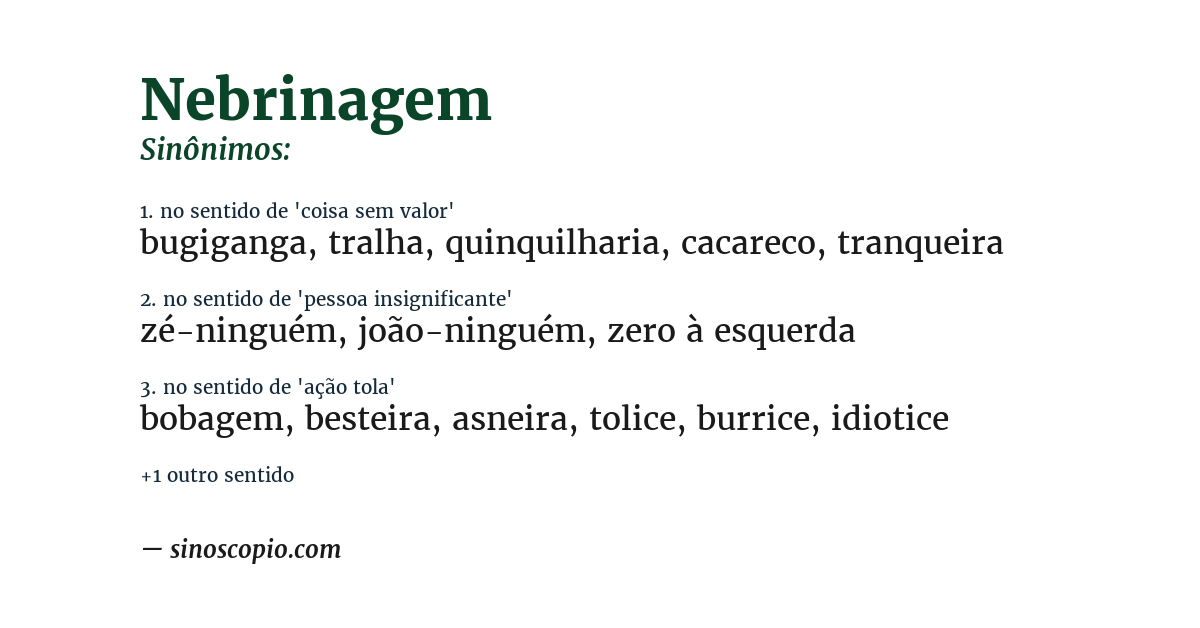 Sinônimo de nebrinagem