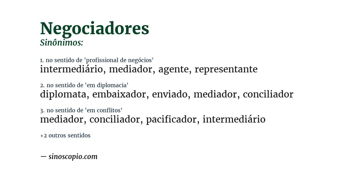 Sinônimo de negociadores