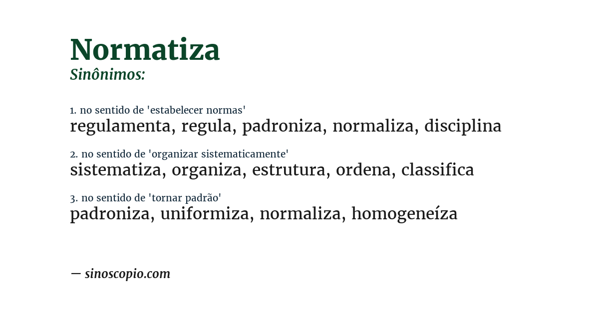 Sinônimo de normatiza