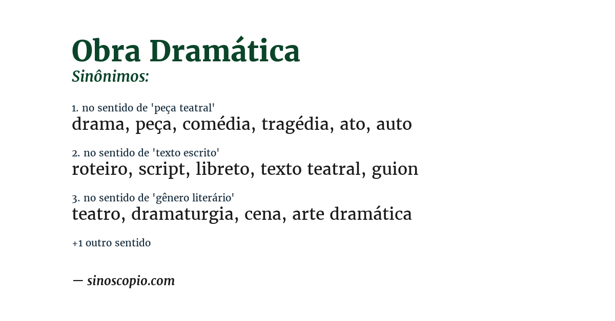 Sinônimo de obra dramática