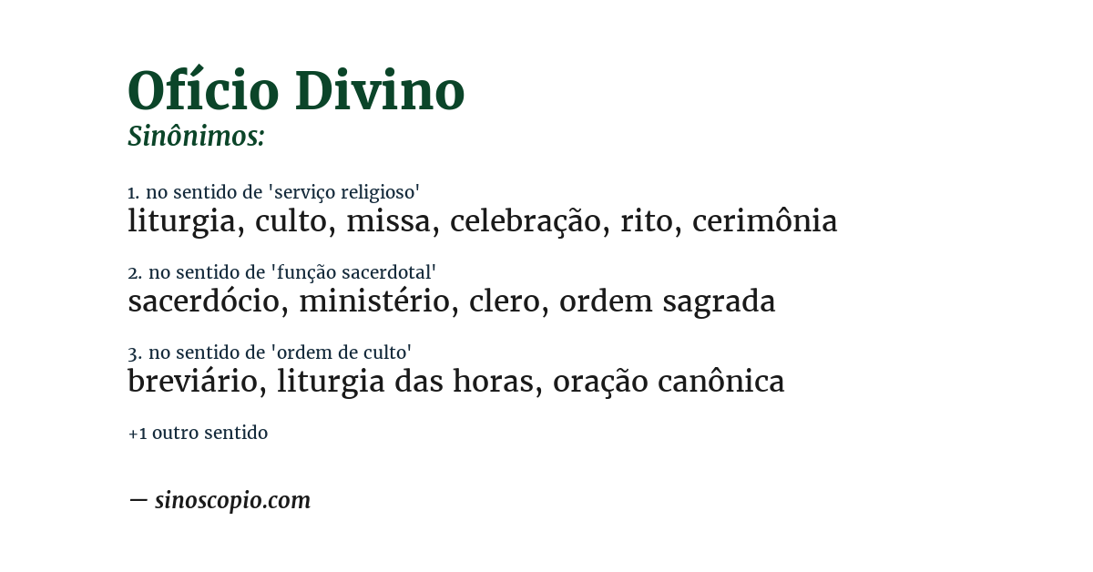 Sinônimo de ofício divino