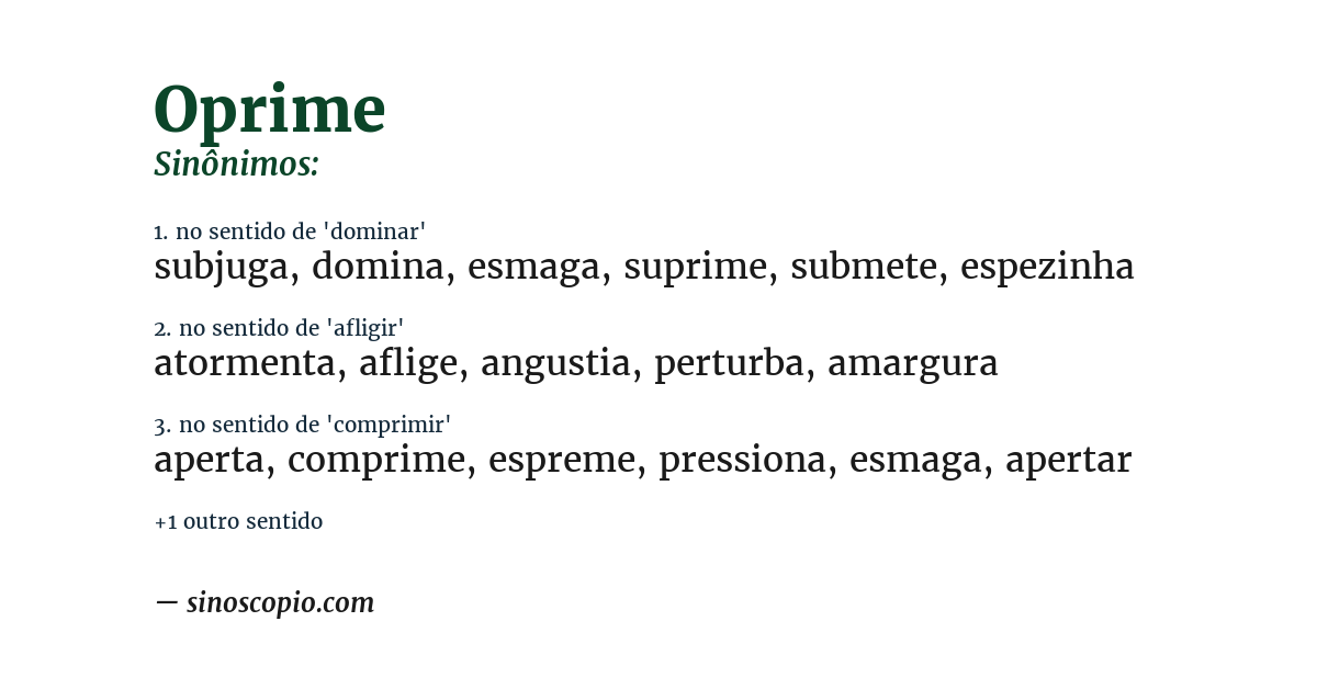 Sinônimo de oprime