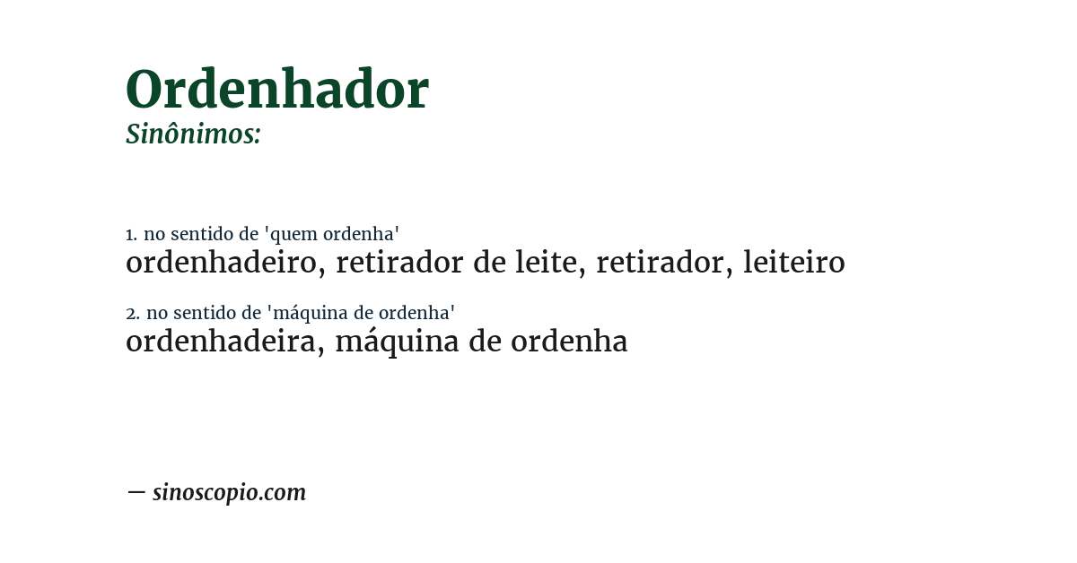 Sinônimo de ordenhador