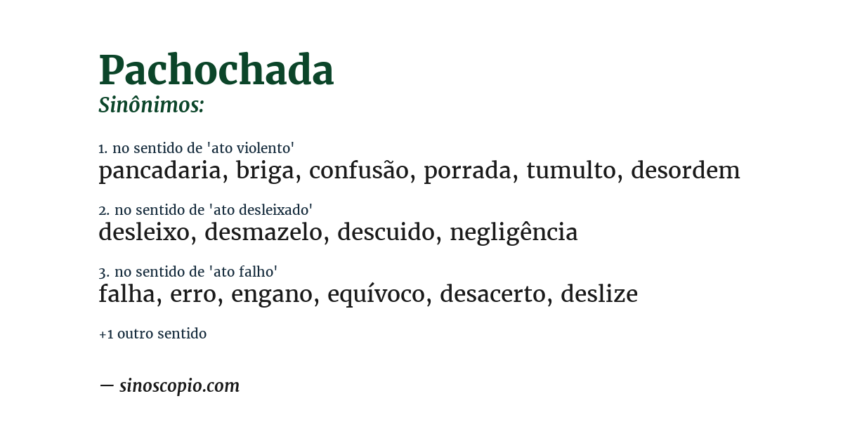 Sinônimo de pachochada