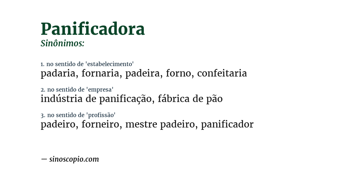Sinônimo de panificadora