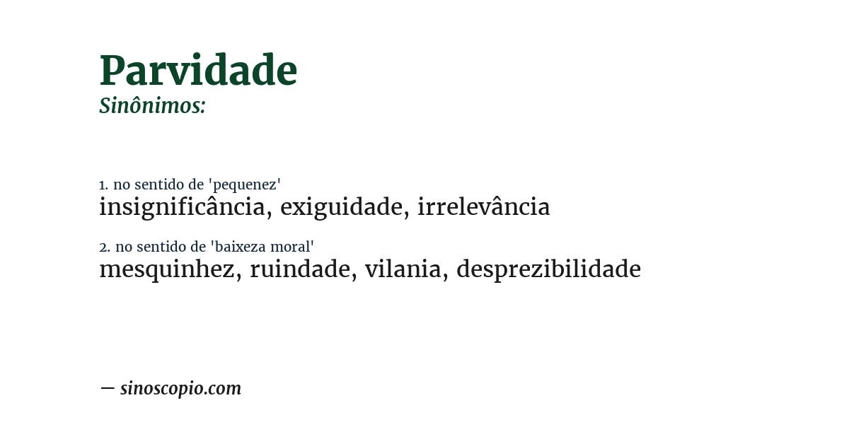 Sinônimo de parvidade