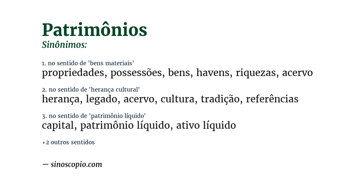 Sinônimo de patrimônios