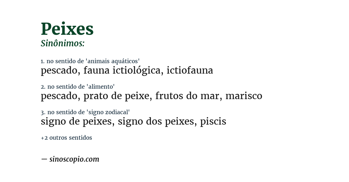 Sinônimo de peixes