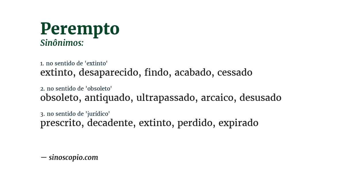 Sinônimo de perempto