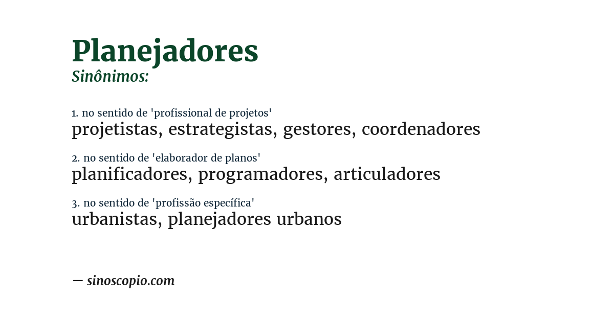 Sinônimo de planejadores