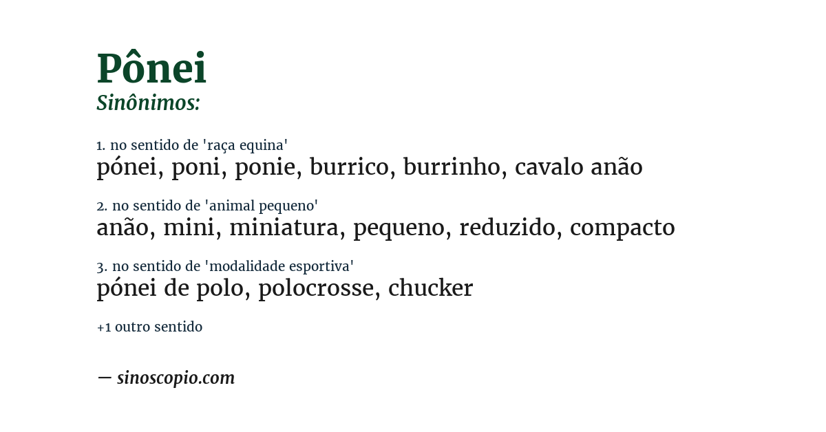 Sinônimo de pônei